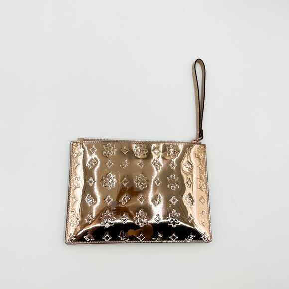 Michael Kors Jet Set Travel Zip Clutch Wristlet Rose Gold Metallic Mirror - Picture 2 of 9